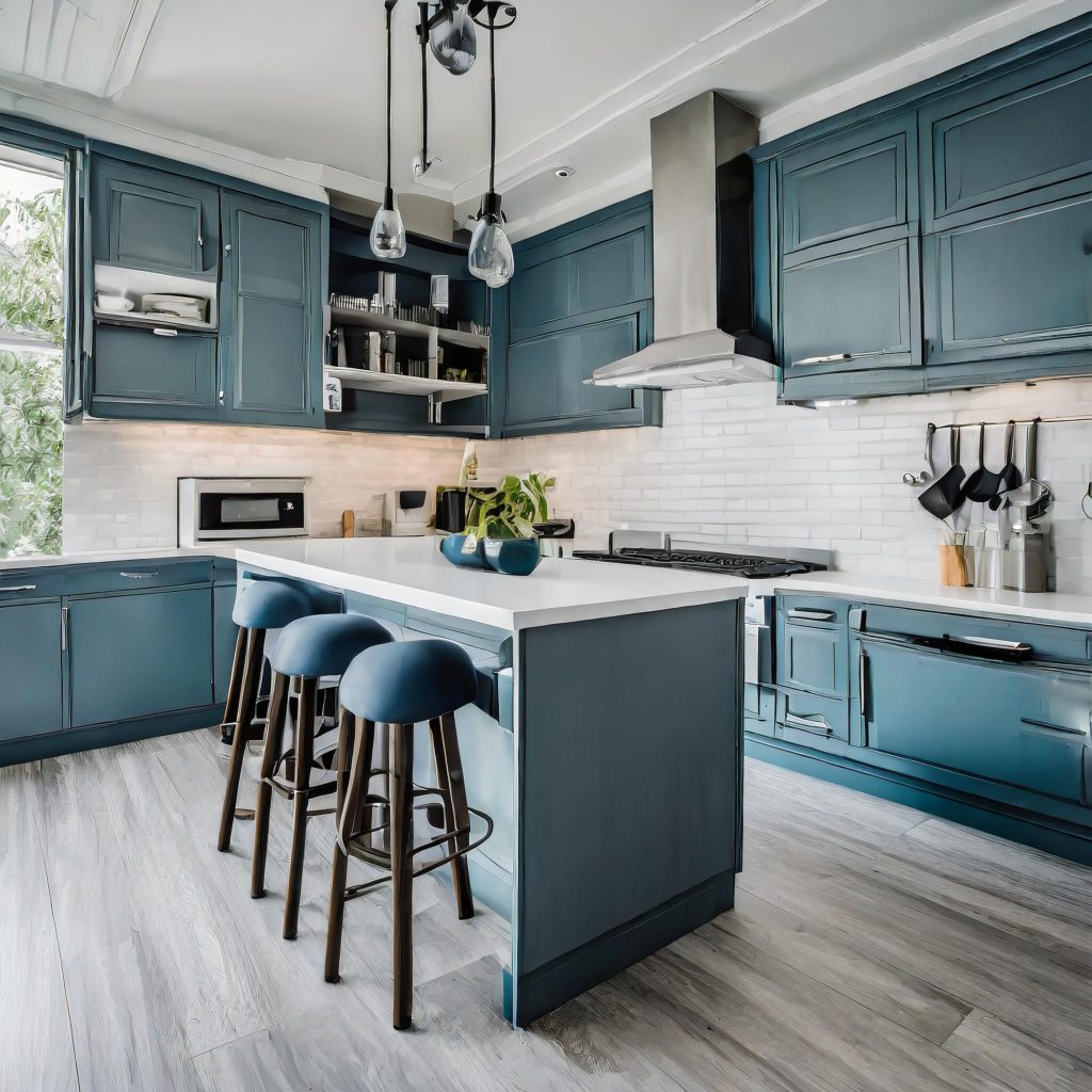 Accessible kitchen design with adjustable countertops and pull-out shelves for easy reach